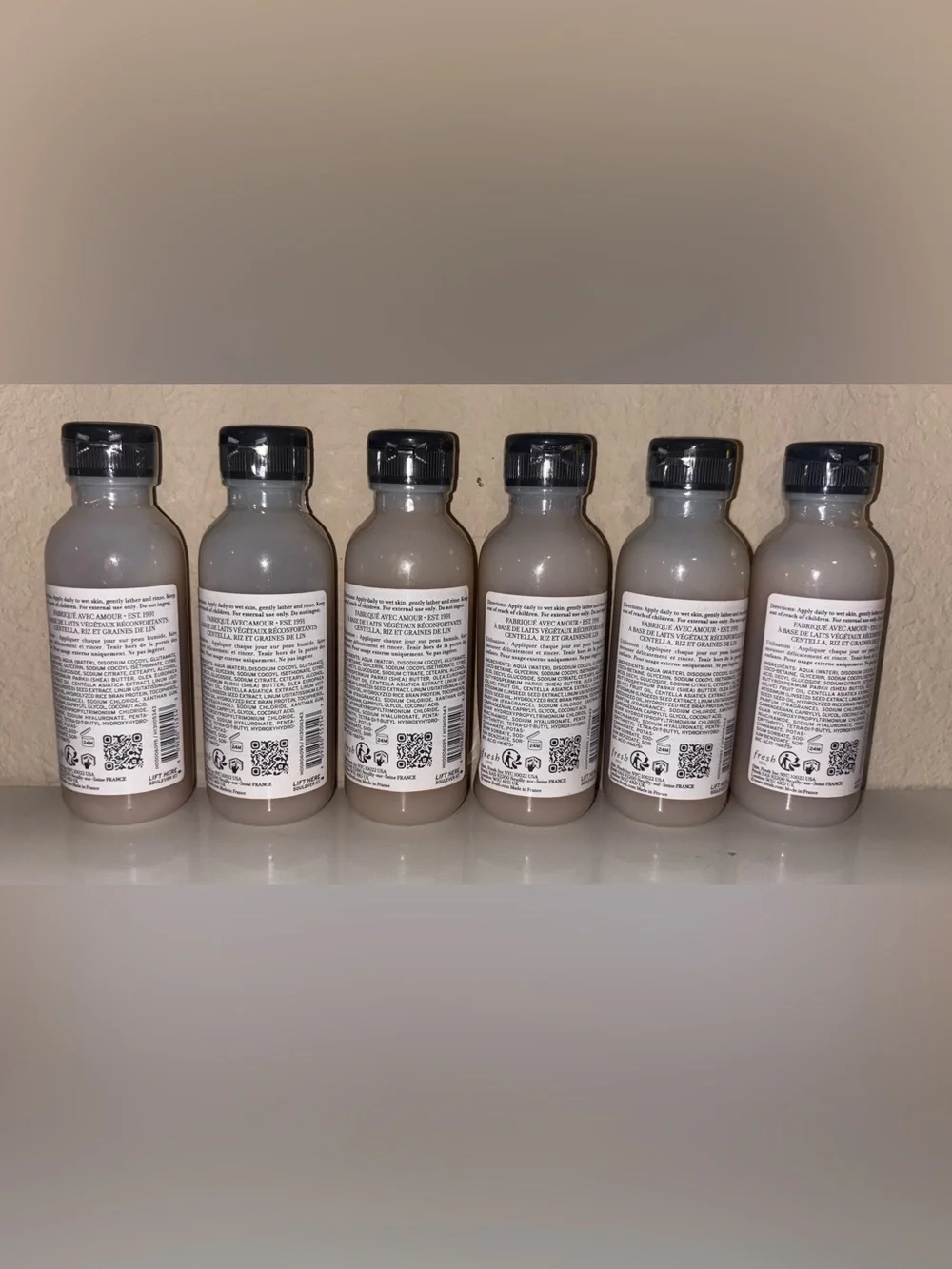 Bundle of 6 Travel Sized Fresh Milk Body Cleanser - 2.5 fl oz ea 15oz. Total